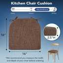 Chair Cushions for Dining Chairs, Non Slip Chair Pads with Ties and Washable Covers, Memory Foam Kitchen Chair Cushions Set of 6, 16"X16"X2.5", Brown