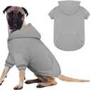 Dog Sweaters for Large Dogs,Extra-Large Dog Hoodie,Warm Fleece Sweatshirt with Hood & Pocket,Leash Hole,Cozy Cold Weather Pet Clothes Sweater Hoodie for Large Dogs(Grey,XXL)