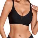 COOL CUTE Jelly Bras for Women No Underwire Sexy V-Neck Mesh Comfy Wireless Bralettes Seamless Everyday Tshirt Bra, S