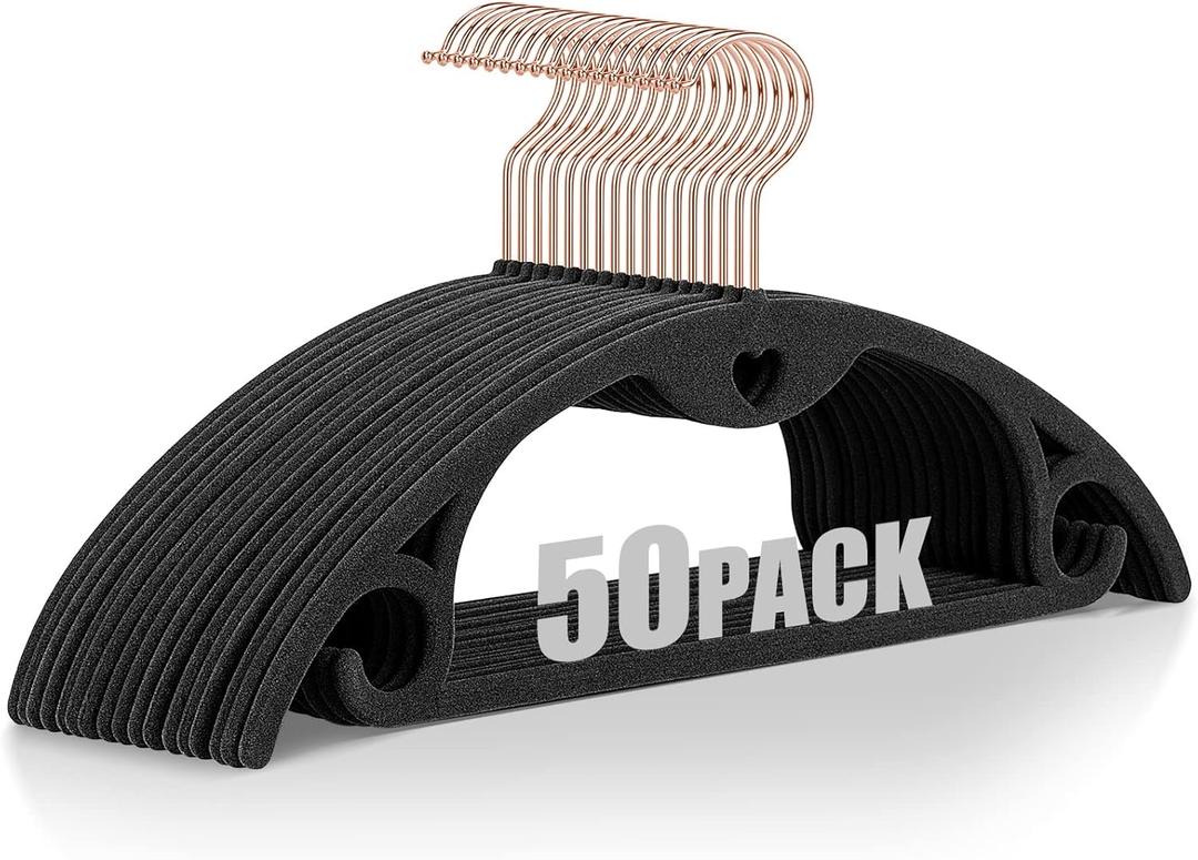 IEOKE Velvet Hangers 25Pack: Felt Clothes Hangers Heavy Duty Shirt Sweater Hangers No Shoulder Bump Non Slip Slim Coat Hangers for Closet - Black Grey