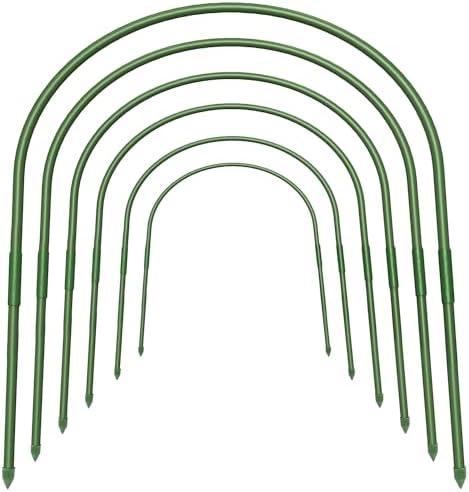 FOTMISHU 5Pcs Greenhouse Hoops, 23.6" x 25.6" Garden Hoops Rust-Free Grow Tunnel 4.9ft Long Steel with Plastic Coated Support Hoops Frame for Garden Fabric, Plant Support Garden Stakes