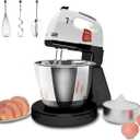 Stand Mixers, 7 Speeds With 3QT Stainless Steel Bowl, Stand and Hand Mixer with Dough Hook, Whisk, Mixing Beater for Baking, Cake, Cookie, Kneading (BU2)