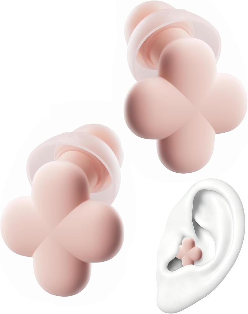 Bloom Ear Plugs for Small Ear Canals, Ultra-Comfy Patented Qufits Tips, Noise Cancelling, Reusable Silicone Earplugs for Sleeping, Study Stylish Feminine Design (Blush) Mothers Day Gifts