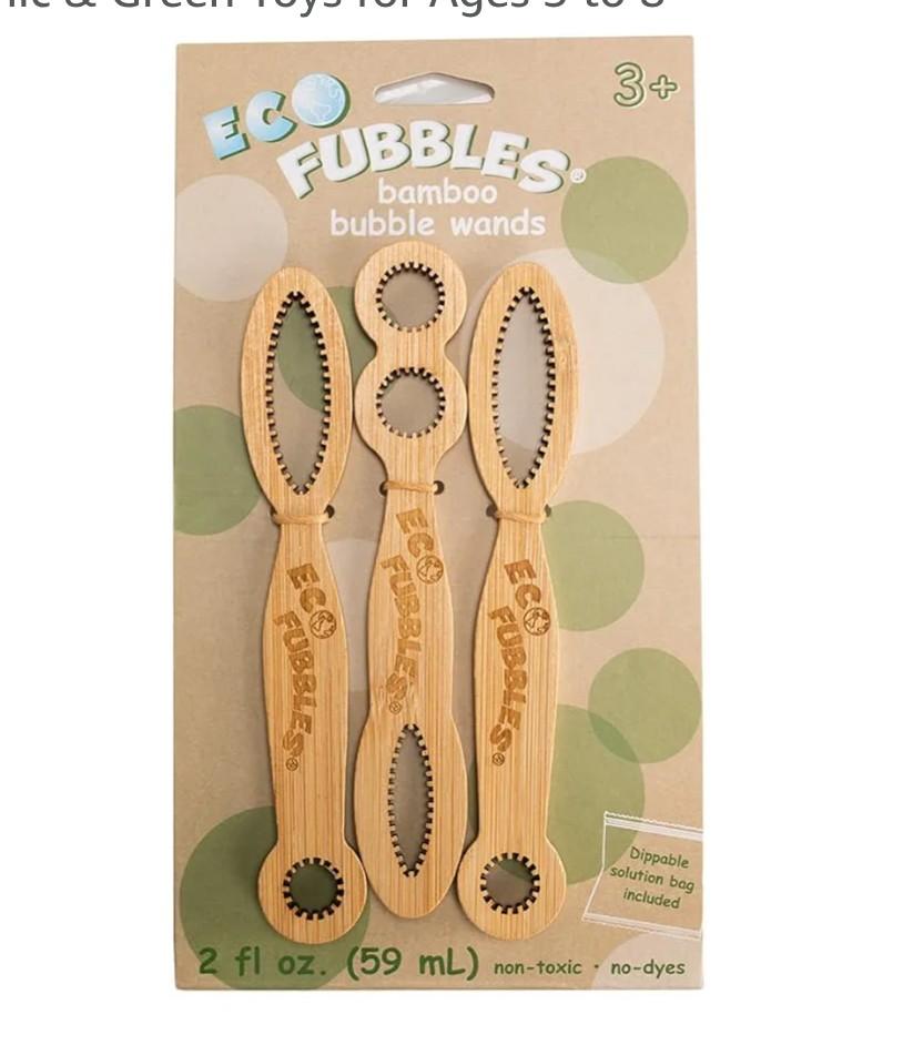 Little Kids Eco Fubbles Bamboo Bubble Wand 3pk Organic & Green Toys for Ages 3 to 8 2 Pack