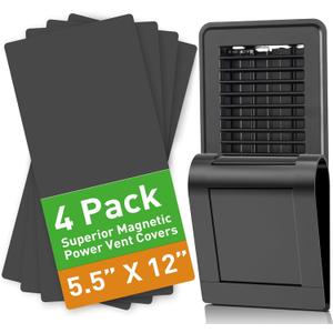 Magnetic Vent Covers for Home Floor, Wall and Ceiling Vent Register, Black Vent Covers 5.5'' X 12'' for Complete Seal, Vent Cover to Block Air, for RV, Air Conditioning, HVAC and AC Vents, 4 Pack