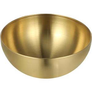 CALLARON 50 oz Gold Salad Bowl - Stainless Steel Mixing Bowls, 7.8 inch Kitchen Serving Bowl, Nesting Large Soup Bowl, Metal Cereal Bowl, for Cooking, Baking, Salad Prep, Dishwasher Safe