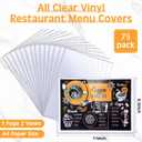 MotiMind 75 Pack Menu Covers 8.5 x 11 Inch Double Sided 2 View Menu Holder Restaurant All Clear Vinyl Sleeves A4 Sheet Protectors for Restaurant Bar Cafe