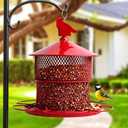 Squirrel Proof Bird Feeder for Outdoors, 4 Lbs Large Capacity Metal Mesh Wild Bird Feeders, Hanging Birdfeeder for Finch, Cardinal, Chickadees, Blue Jay, Red
