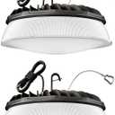 Elaruslux 200W 2 Pack UFO LED High Bay Light with Diffuser 28,000lm 5000K LED High Bay Lights AC110-277V 5' Cable with Plug Waterproof UFO Lights for Garage Shop Gym Factory