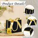 EQOREIIN 50 PCS Small Gift Bags with Handles, Black Mini Bag, 5.5x 2.5x4.7 Inches Small Thank You Gift Bags Bulk with Ribbon for Party Favors, Mother's Day, Baby Shower, Goodie, Weddings(Black Gold)
