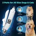 2-in-1 Dog & Cat Nail Clipper and Grinder with LED Light, Low-Noise Electric Pet Nail Trimmer, Safety Lock & Nail Catcher, USB-C Rechargeable, 3 Grinding Ports for Small Medium Large Pets