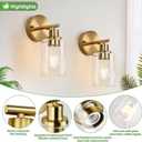 Zarbitta Set of 2 Wall Sconces for Bathroom, Brushed Gold Modern Vanity Lights with Clear Glass Shade,Bathroom Wall Lamp for Mirror Kitchen Living Room Hallway Cabinet Porch