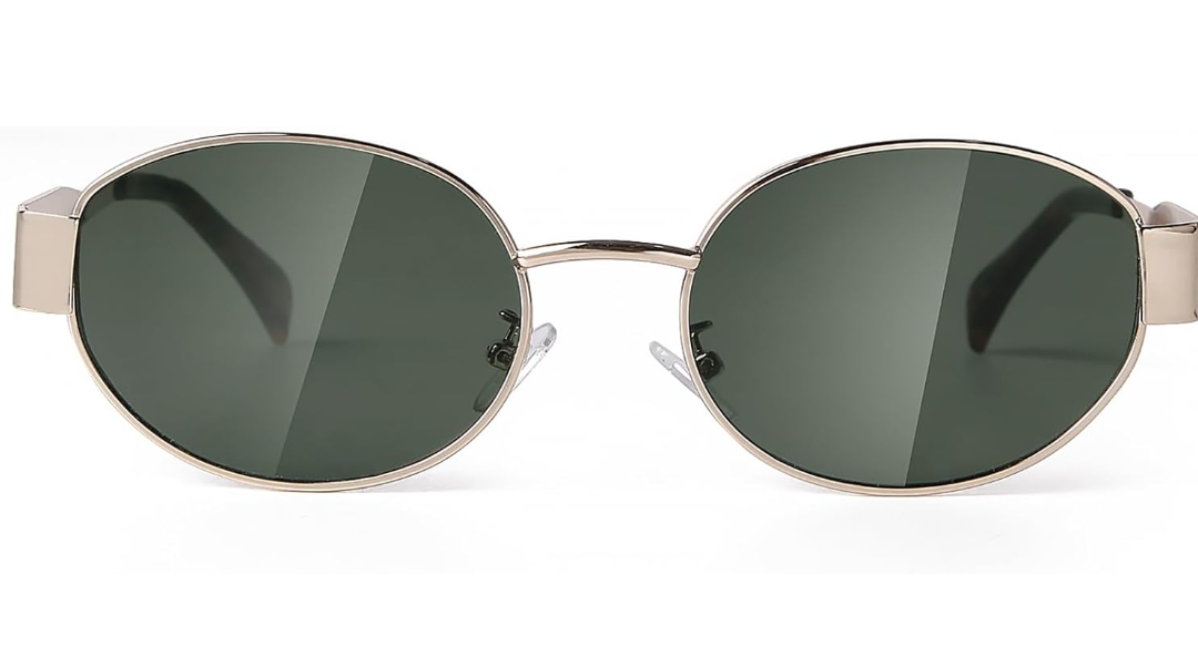 Trendy Oval Sunglasses for Women Men,Fashion Retro 90s Metal Frame Sun Glasses Y2K Shades