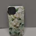 Aesthetic Cases for iPhone 15 Plus/14 Plus, Vintage Magnolia Flowers, Hard Hybrid 2-Layer Protective Cover for Women Girls