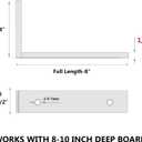 4-Pack 8 Inch Heavy Duty Shelf Brackets, Premium Floating L Bracket for Wall, Kitchen, Mantel Shelves Support | Quarter Inch (1/4") Thick | Black Powder Coated Steel