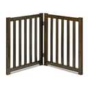 LZRS 2-Panel Wooden Free Standing Foldable Dog Gate Indoor – Solid Hardwood 24" High, Step-Over Safety Pet Gate for Doorways, Stairs & Small Spaces - Indoor Use, Walnut