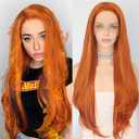SAPPHIREWIGS Orange Lace Front Wigs 13x4 Synthetic Lace Front Wig for Women Glueless Natural Wave Wigs Pre Plucked Ready to Wear Orange Wig for Daily Cosplay Halloween Uses 26 inch