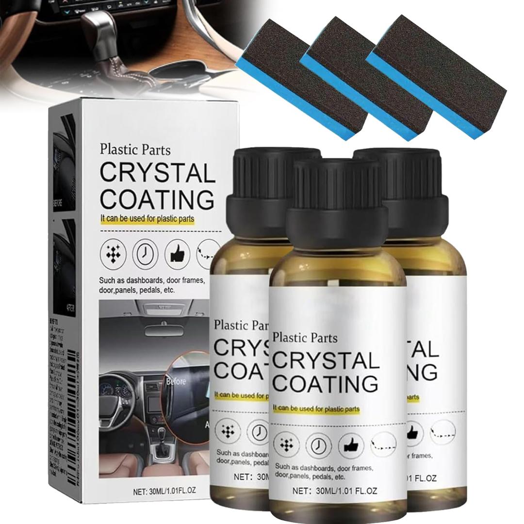 Generic Crystal Coating for Car Plastic Parts, Protects Faded Interior, Easy to Use Car Refresher (3pcs)