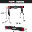 Saw Horses 2 Pack, Folding Heavy Duty 2700lbs Adjustable Height Brackets, Portable Work Support for 2x4 Wood