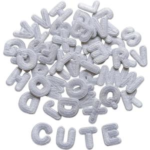 52pcs Iron on Letter Patches 0.7 inch, 2 Sets of 26 Embroidered Alphabet A-Z Patches for Clothing Jackets Hats Backpacks Jeans White