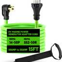 NEMA 14-50P to SS2-50R 15FT Generator Extension Cord 125/250V 50 Amp 14-50P Male Connector to SS2-50R Twist Lock Female RV Connector for RV EV Camper Generator