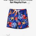 PATPAT Family Matching Swimsuits Two Piece Hawaiian Tropical Beach Bikini and Swim Trunks Set Mommy and Me Bathing Suits (2T, Blue Gem)