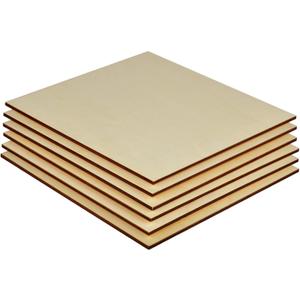 Artificer Baltic Birch Plywood, 12x12 Inch 6 Pack 1/4" Thick Unfinished Wood Squares Boards for Crafts Wooden Canvas Panels for Painting Plywood Sheets for Cutting, CNC Carving, Wood Burning