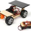 Solar-Powered Car V300, Wooden STEM Kit with Wireless Remote Control for Boys and Girls, Hybrid Powered by Solar Power and Batteries, Educational Motor Toy Gift for Kids Aged 8-12 (Sport)