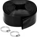 2 inches x 50 FT Heavy-Duty PVC Swimming Pool Backwash Hose, Reinforced Discharge Hose with Clamp for Swimming Pools, Black