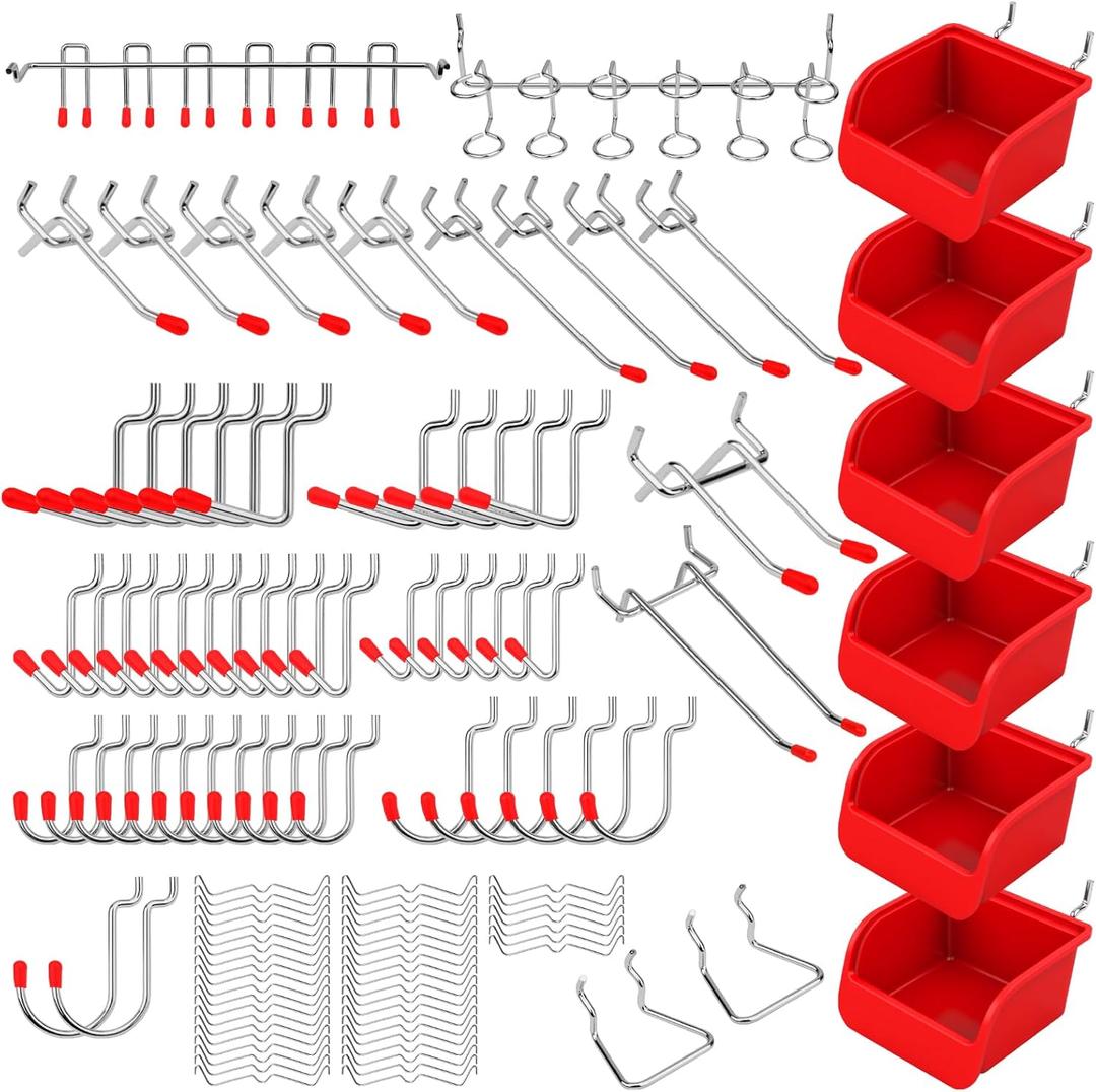 Ultimate 121-Piece Pegboard Hooks Set, Pegboard Accessories with Metal Hooks, Durable Peg Board Organizer Accessories, Pegboard Bins, Peg Board Tool Utility Hooks
