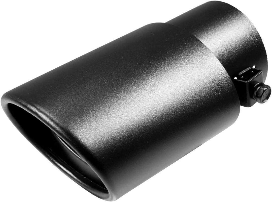 Dsycar Universal Stainless Steel Car Exhaust Tail Muffler Tip Pipe - Adjustable Car Decoration Exhaust Tips (Straight-Black)
