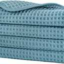 POLYTE 430 GSM Microfiber Lint Free Washcloth Face Towel, 13 x 13 in, 4 Pack (Waffle Weave)