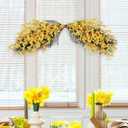 Moucuny 34'' Spring Forsythia Wreath for Front Door Artificial Yellow Forsythia Flower Garland Silk Spring Yellow Flowers Swag for Indoor Outdoor Wall Window Mantel Hanging Farmhouse Home Decoration