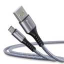 Micro USB Cable 10 ft, Android Charger Cord, High-Speed Fast Charging & Data Sync, Braided Nylon Durable Lead for Samsung Galaxy S7 S6 J7, Kindle, PS4/Xbox, Security Camera (Gray) (Space Grey)
