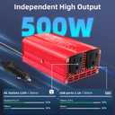 LVYUAN 500W Power Inverter for Vehicles DC 12V to 110V AC Car Plug Adapter Outlet Converter with 2 USB Fast Charging Ports and 2 AC Outlets Car Charger Adapter