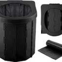 Outdoor Emergency Toilet for Camping Hygiene & Sanitation, Portable Foldable Potty for Car Travel Hiking Fishing Long Trips (Black)