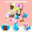JOYIN 24 Pack Prefilled Easter Eggs of Mini Stuffed Animal Plush Toys Baster Stuffer Filler for Kids Easter Egg Hunt Game, Classroom Prize Supplies