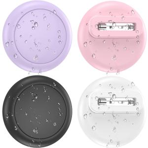 for AirTag Holder for Kids, Compatible with Apple AirTag 1 & 2nd Gen, 4-Pack Waterproof Hidden Air Tagholder with Safety Pin Discreet Toddler Airtag Clip for Clothing, Backpack & Dog Collar (Black/White/Flesh Pink/Light Purple)