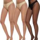 MANZI 3 Pairs Toeless Pantyhose Tights for Women Ultra Thin 10D Toe Open Control Top Pantyhose (Small, 2 Natural+1 Black)