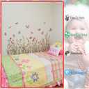 Boho Flower Wall Decals Foxtail Grass Plants Wildflower Floral Leaves Butterflies Dragonflies Wall Stickers for Bedroom Living Room Wall Art Dcor