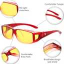 FEISEDY Night Driving Fit Over Glasses Sunglasses for Men Women,Polarized Wrap Around Yellow Sunglasses UV400 B2593 (Translucent Gradient Red Frame Night Vision Polarized Yellow Lenses)