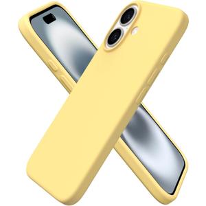 ORNARTO Compatible with iPhone 16 Case 6.1", Slim Liquid Silicone 3 Layers Full Covered Soft Gel Rubber Shockproof Phone Case, Protective Cover with Anti-Scratch Microfiber Lining-Buttercream Yellow