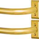 Gold Wrap Around Curtain Rods 2 Pack:Blackout Adjustable Window Curtain Rod,Room Darkening Heavy Duty Curved French Metal Single Drapery Rods for Bedroom Kitchen Easy Install,Brass Gold 28-48"