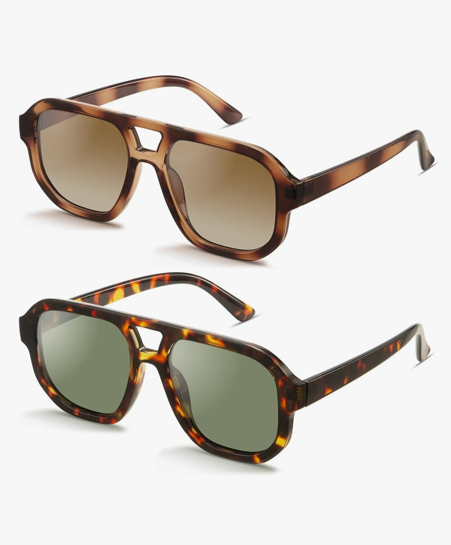 livho Trendy Polarized Square Aviator Sunglasses Women Men Square Eyewear Frame, Retro Sun Glasses for Women Men 2025 Shades