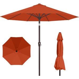 PatioKingdom 10FT Patio Umbrella with Push Button Tilt and Crank, Outdoor Market Umbrella with 8 Fiberglass Ribs, UV Protection Table Umbrella for Pool,Backyard,Garden,Deck