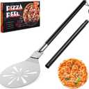 9 Inch Pizza Peel Turning, Joyfair Perforated Pizza Turner with Long Detachable Handle, Stainless Steel Spatula Paddle for Rotating Sliding, Metal Tools Oven Accessories, Easy Cleanup (Painted Handle)