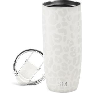 Simple Modern Travel Coffee Mug Tumbler with Flip Lid | Reusable Insulated Stainless Steel Cold Brew Iced Coffee Cup Thermos | Gifts for Women Men Him Her | Voyager Collection | 20oz | Cream Leopard