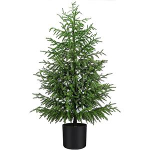 Norfolk Pine Christmas Tree Real Touch Faux Holiday Tree with Pot, Realistic Indoor Outdoor Decoration for Entryway, Living Room, Office, Apartment (4FT- 1Pack)