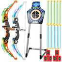 2 Pack Kids Bow and Arrow Set, LED Light Up Archery Set with 20 Suction Cup Arrows, Indoor Outdoor Sport Games for Kids Ages 4-8 8-12, Birthday Gifts Toys for 4 5 6 7 8 9 10 11 12 Year Old Boys Girls
