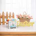 2 x He Sees You When You'Re Pooping Wooden Box Sign, Home Bathroom Decor, Farmhouse Kitchen Bathroom Shelf Table Decoration, Easter Decorations Gift 5 x 5 Inch